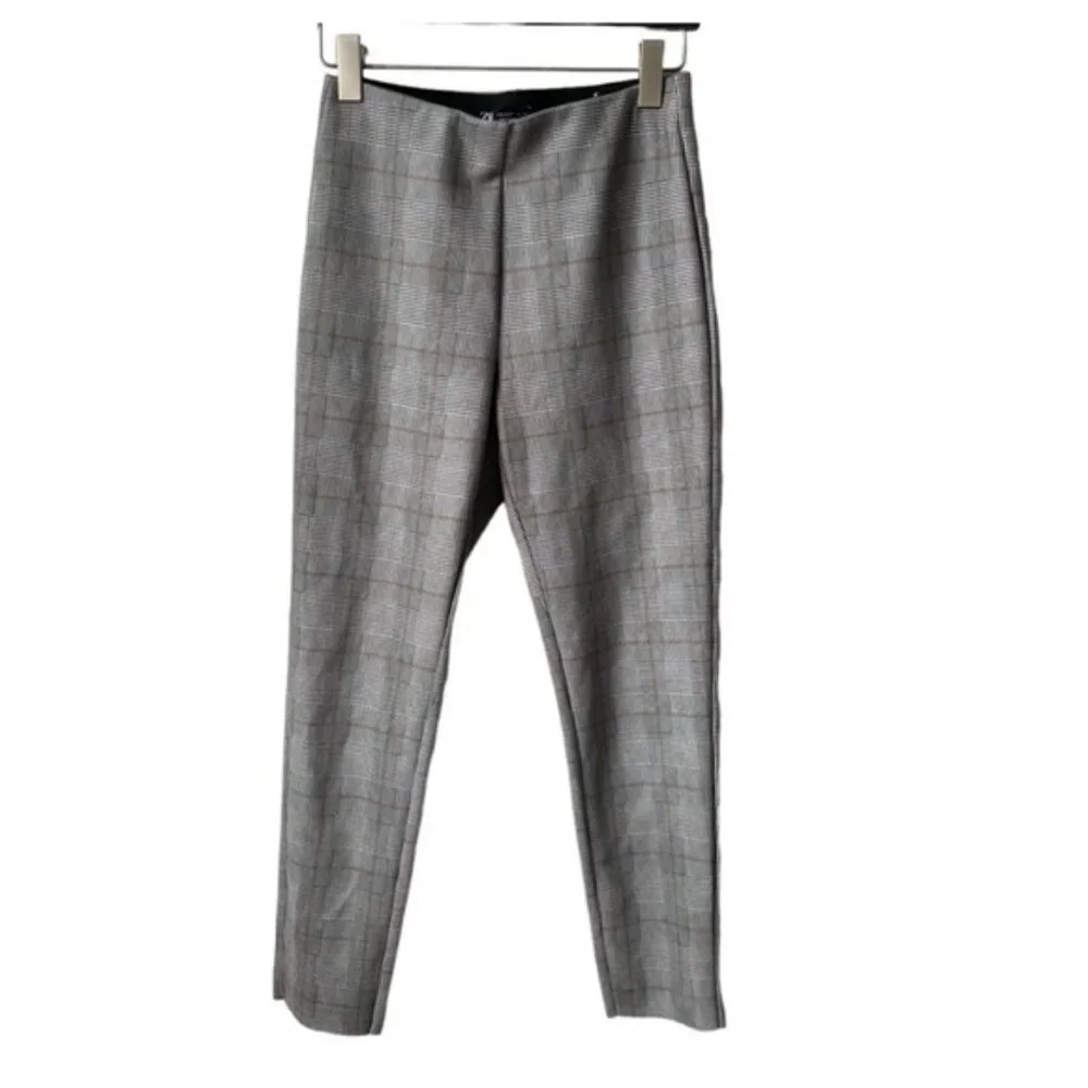 Zara Plaid houndstooth grey Womens pull on leggings size medium - Picture 3 of 7